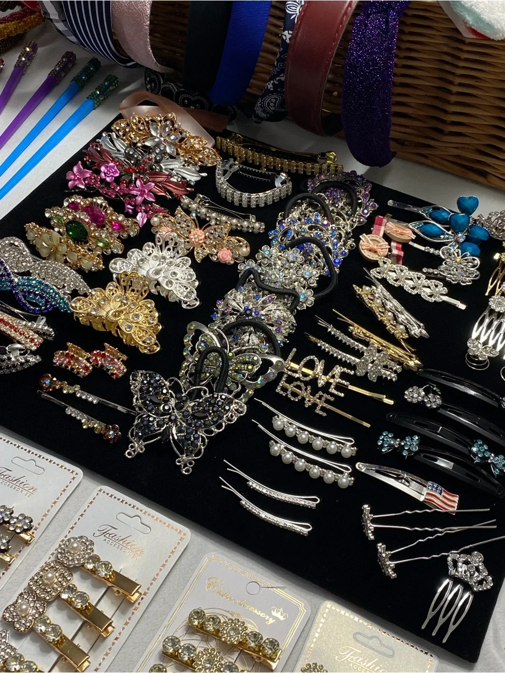 100 Piece Hair Accessory Reseller Lot Boutique Closeout Headbands Clips Bows